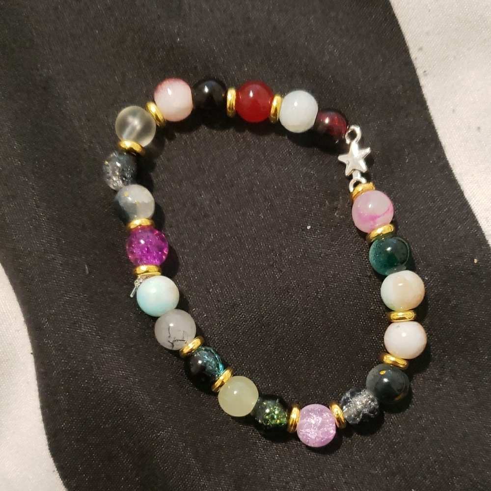 Multicolor Beaded Bracelet with Star Charm